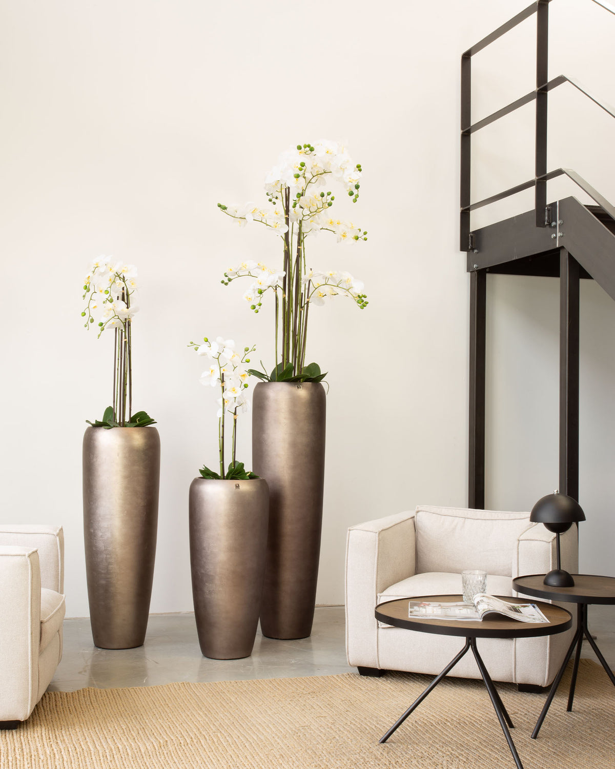 Noblesse Bodenvase Set mit Orchidee Weiß