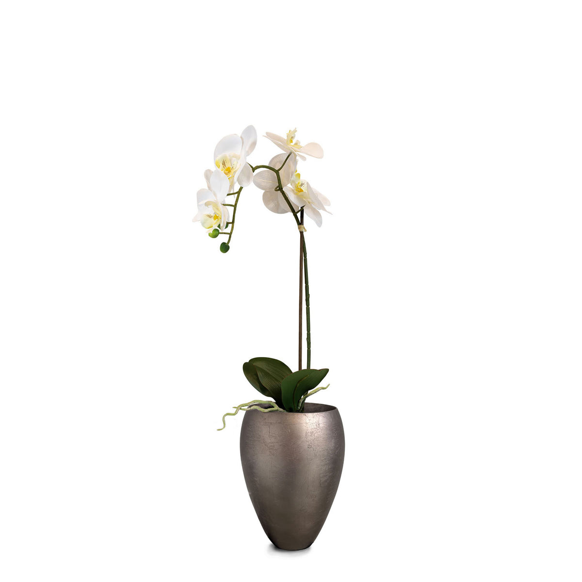Künstliche Orchidee im weissen Noblesse Topf von Get Your Green Seitenansicht fürs Bad