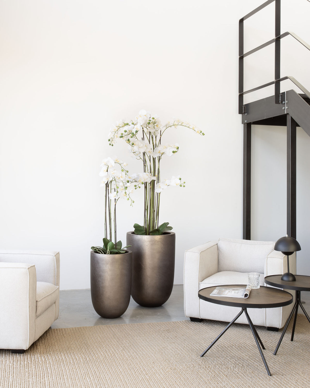 Noblesse Pflanzgefäß Set mit weißer Orchidee