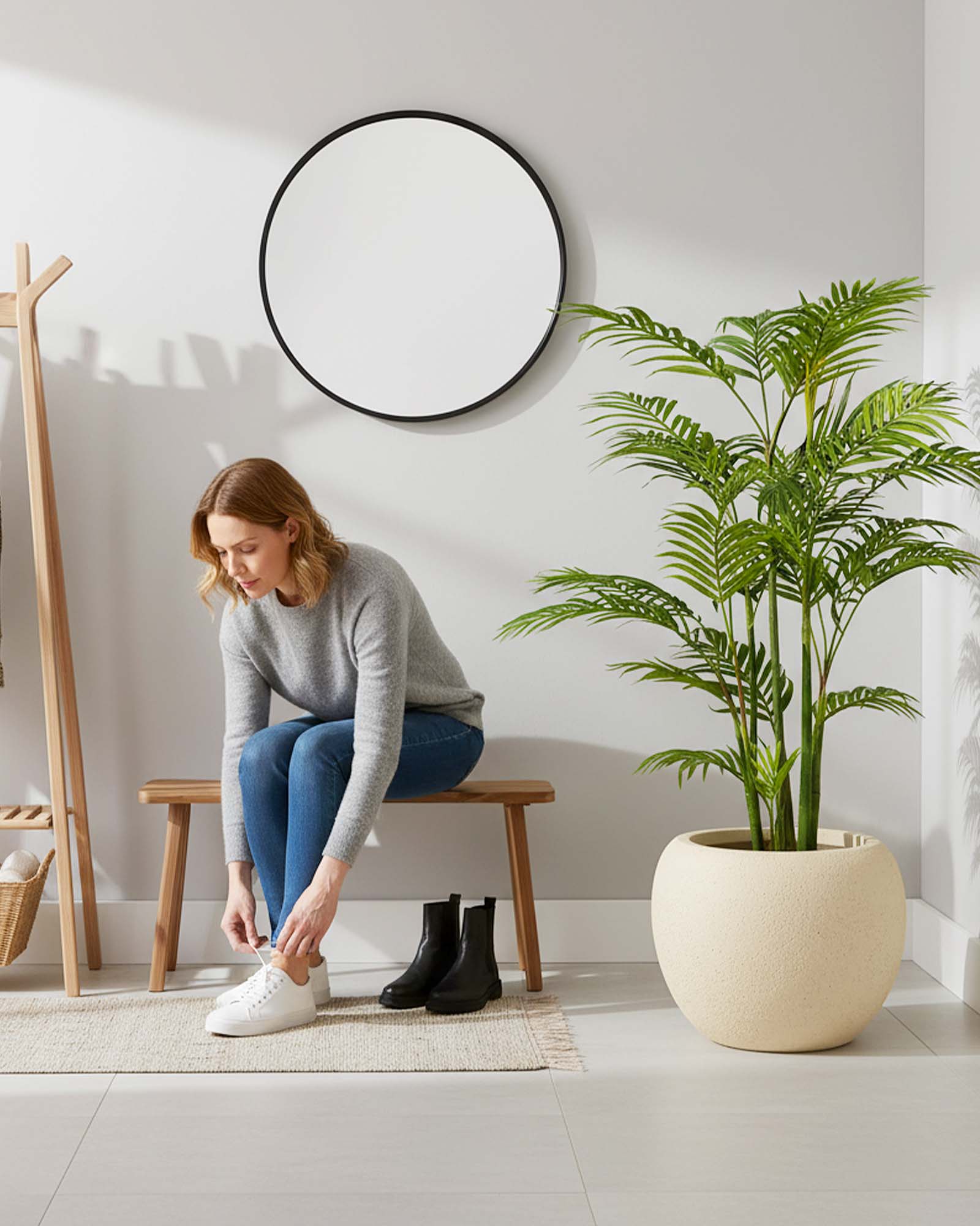 Große goldene Goldfruchtpalme Areca Kunstpflanze in Frontansicht für natürliche Eleganz ohne Pflegeaufwand