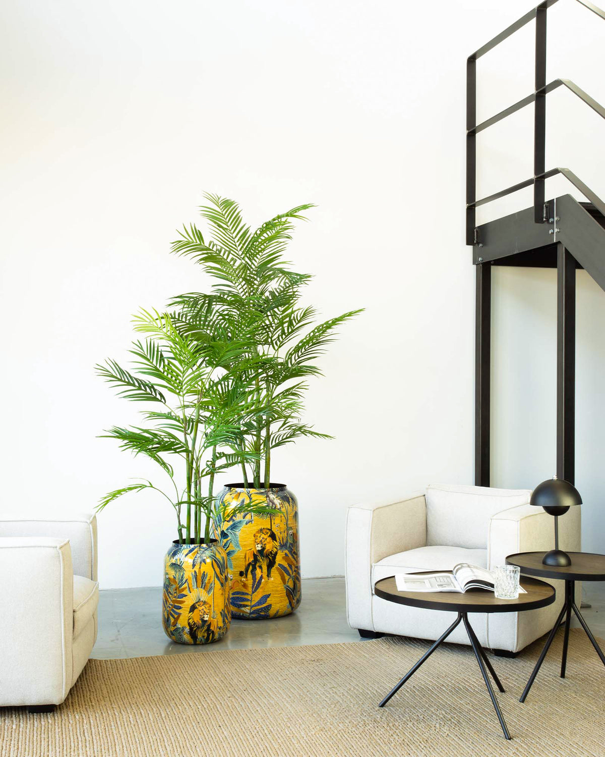 Safari Gold Bodenvase Set mit Goldtfruchtpalme