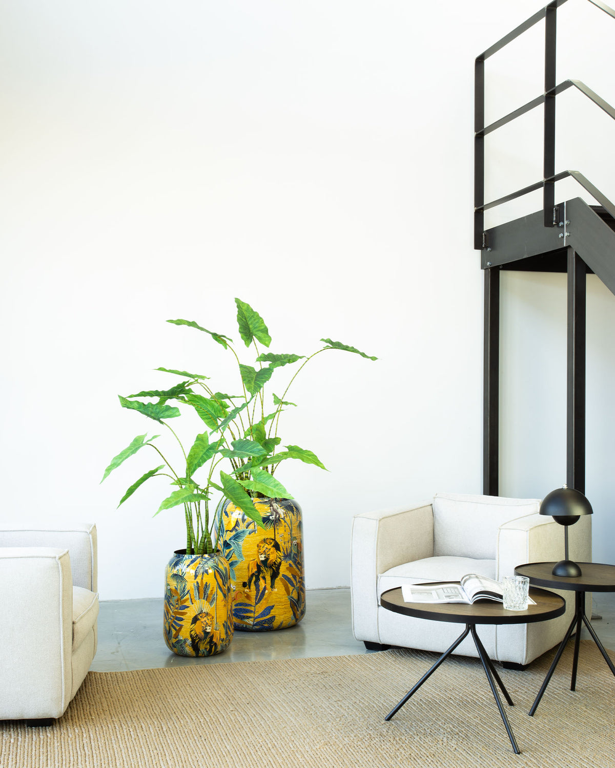 Safari Gold Bodenvase Set mit Zebra-Elefantenohr