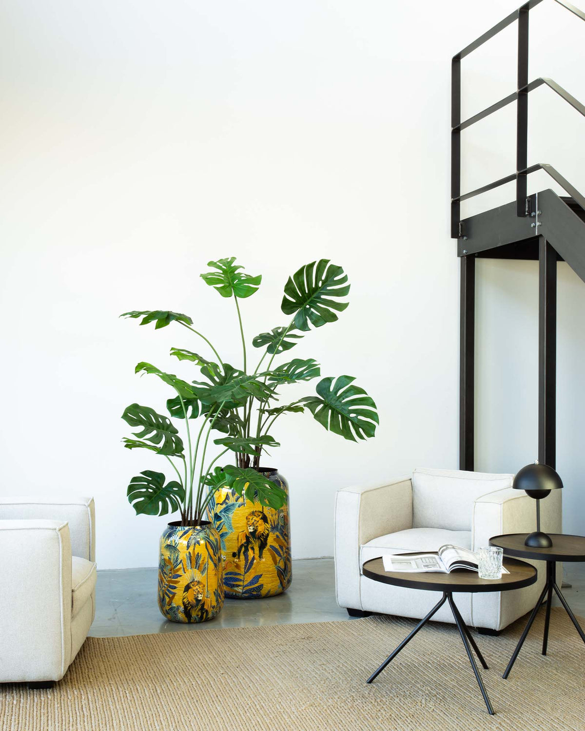 Safari Gold Bodenvase Set mit Monstera