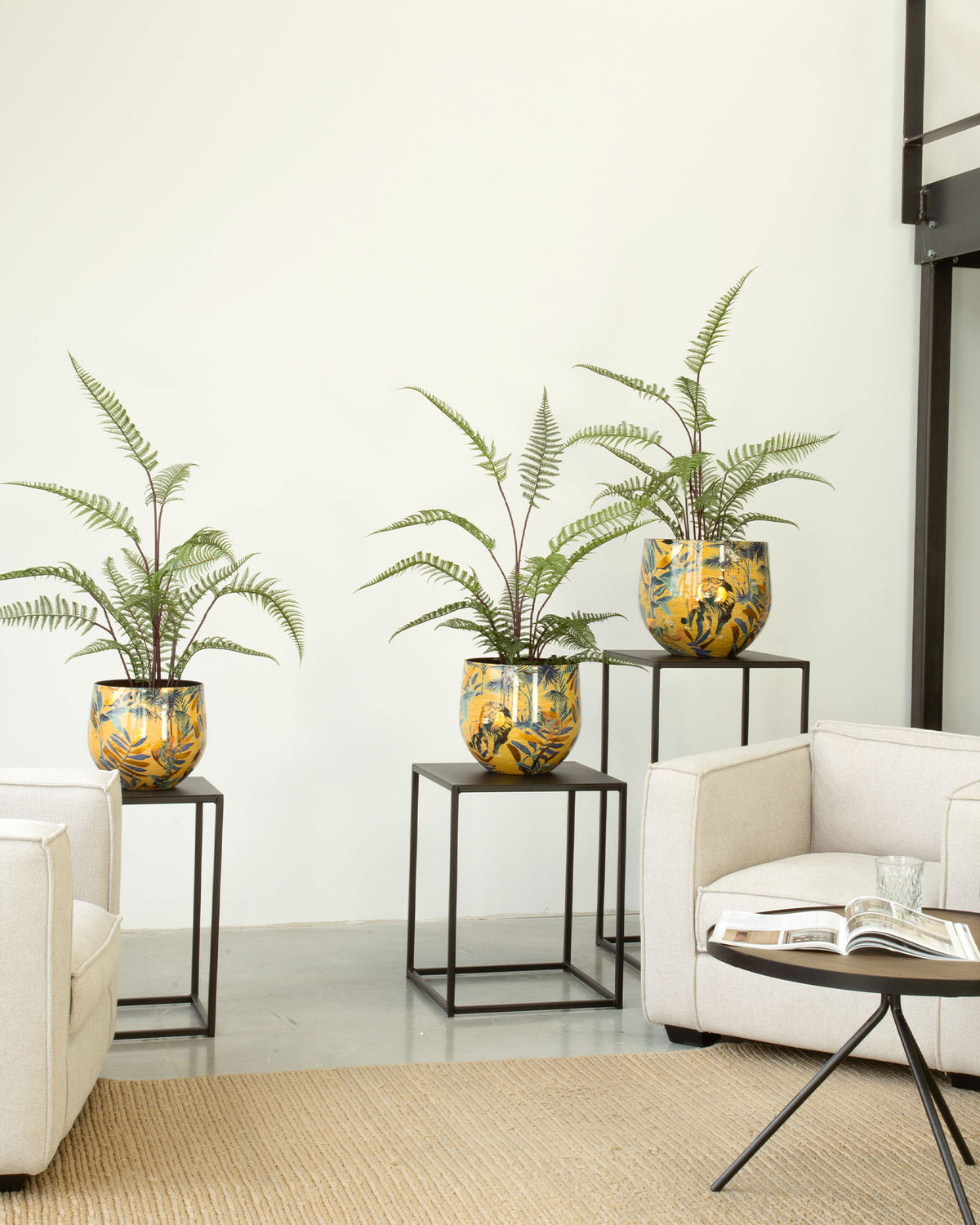 Safari Gold Tischgefäß Set mit Schwertfarn