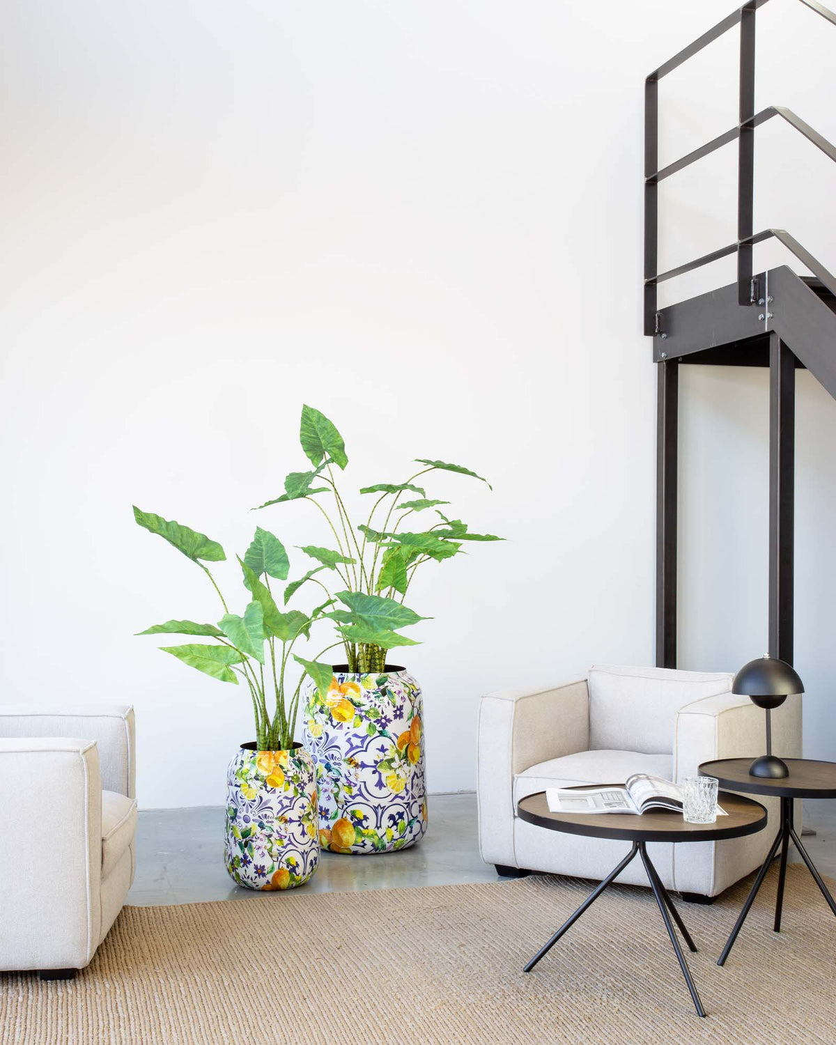 Lemon Harmony Bodenvase Set mit Zebra-Elefantenohr