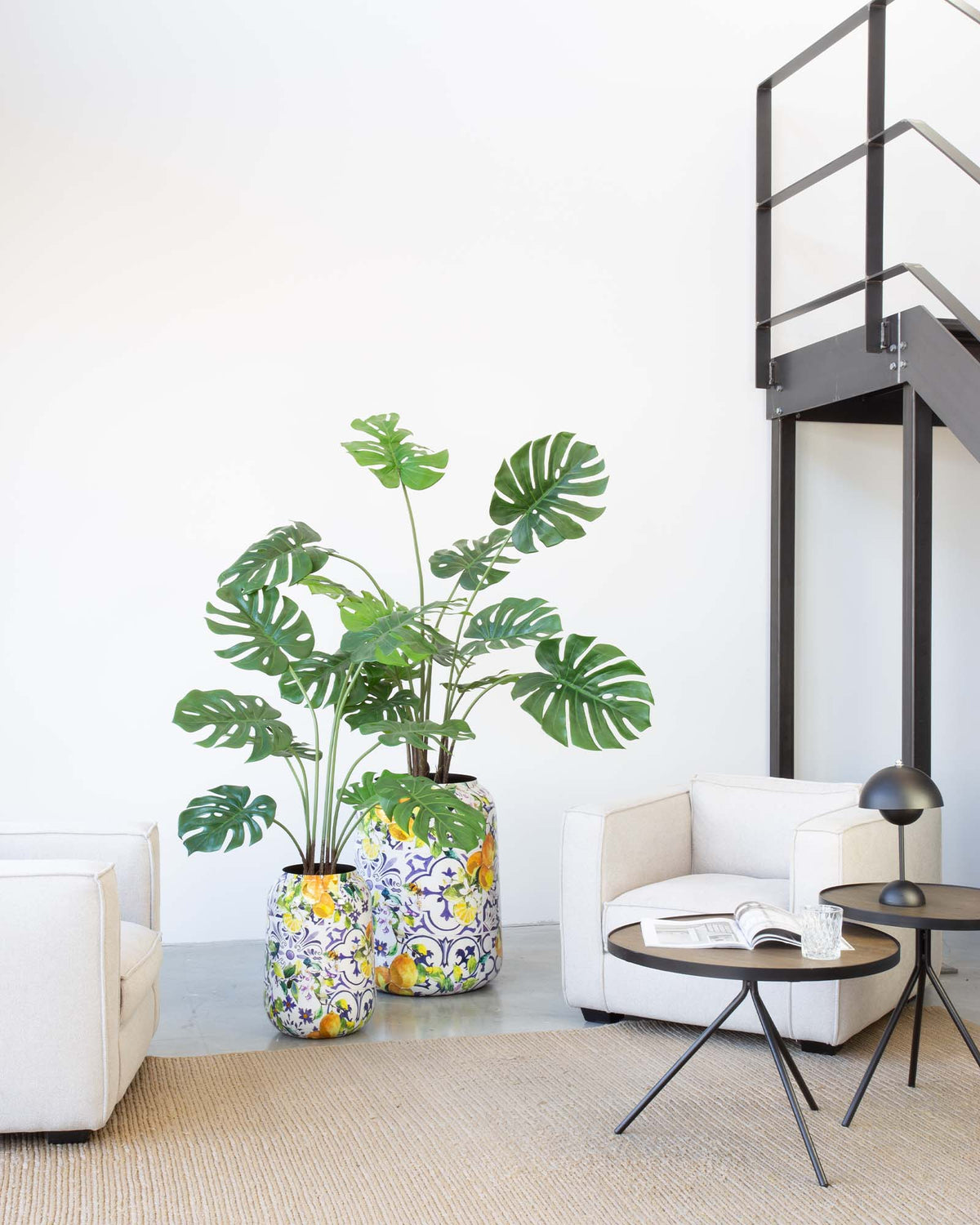 Lemon Harmony Bodenvase Set mit Monstera