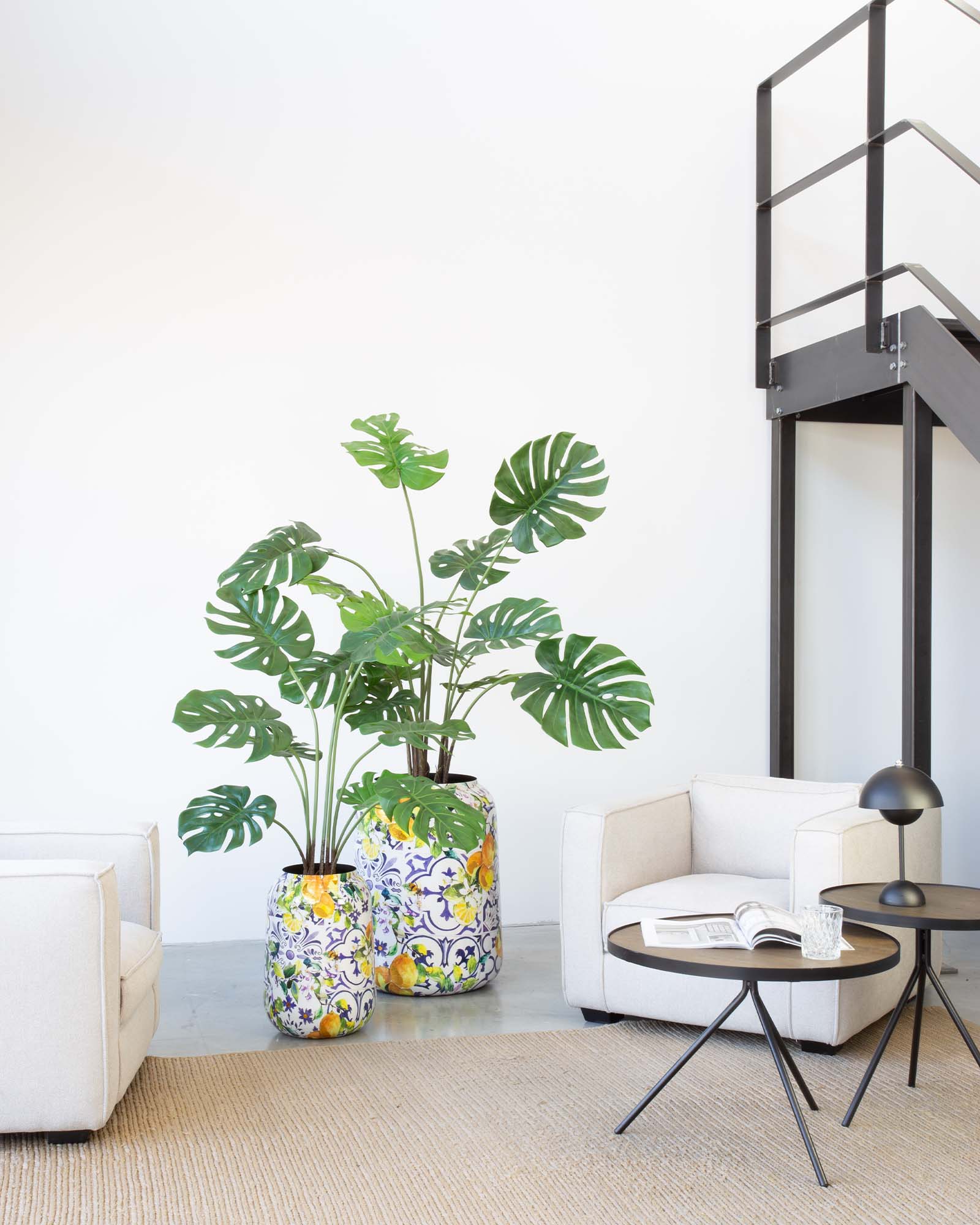 Lemon Harmony Bodenvase Set mit Monstera