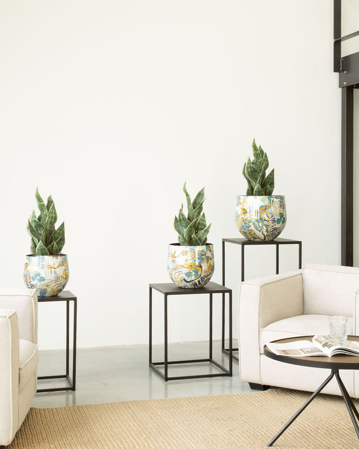 Tropic Indigo Tischgefäß Set mit Bogenhanf