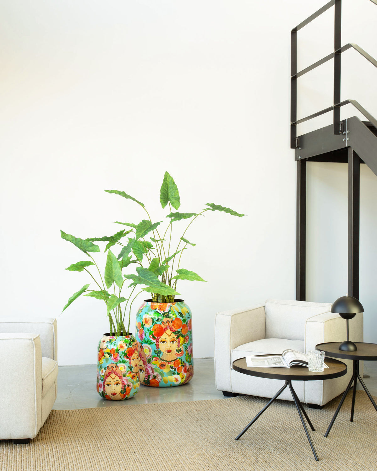 Bali Blossom Bodenvase Set mit Zebra-Elefantenohr