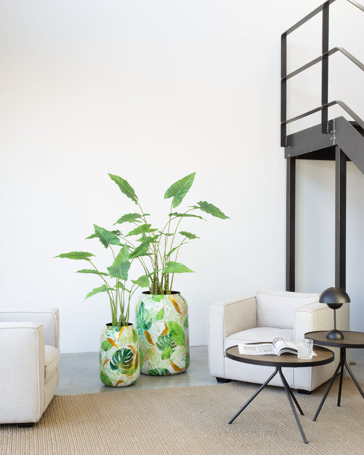 Botanical Grace Bodenvase Set mit Zebra-Elefantenohr