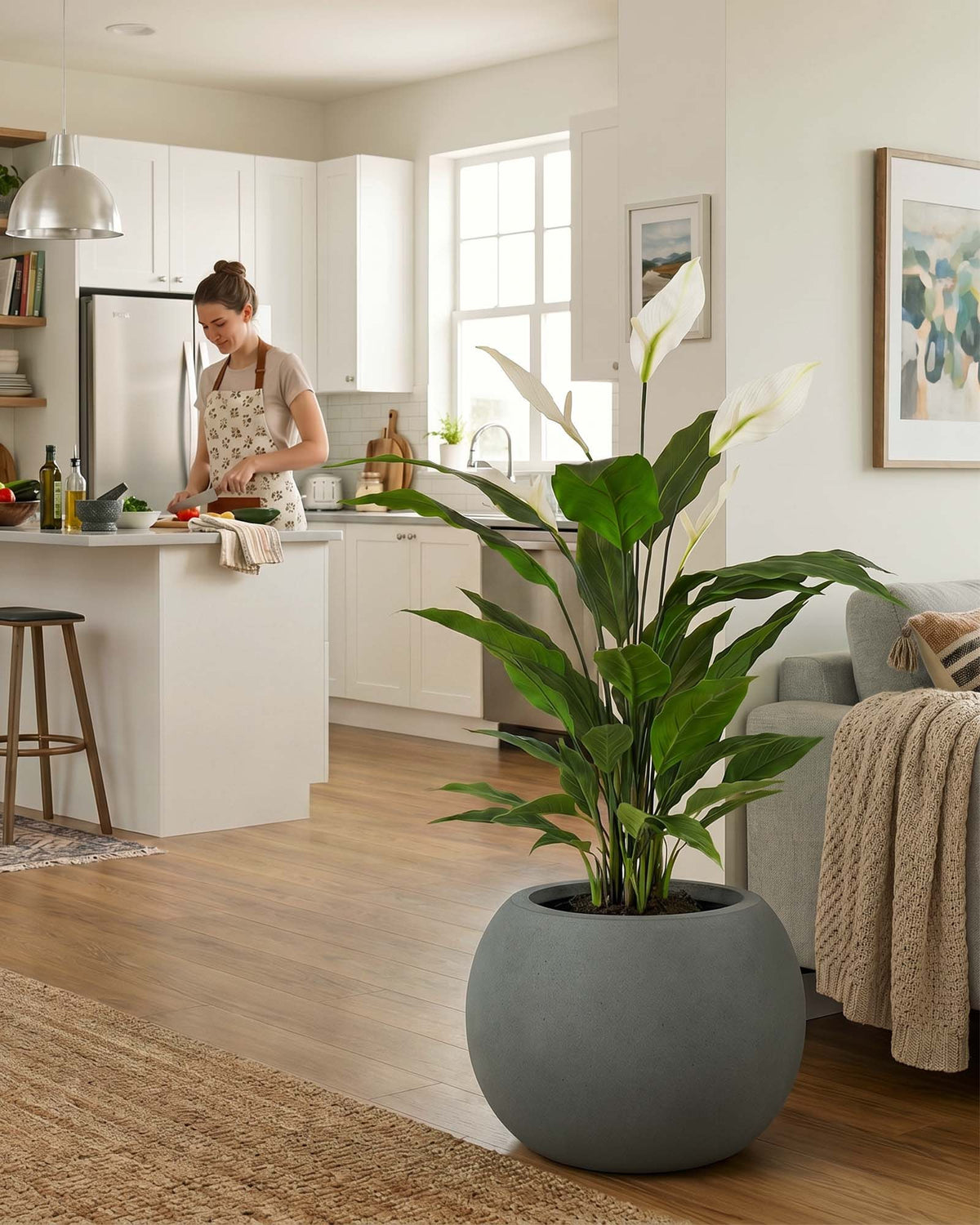 Einblatt - Spathiphyllum Kunstpflanze, blühend
