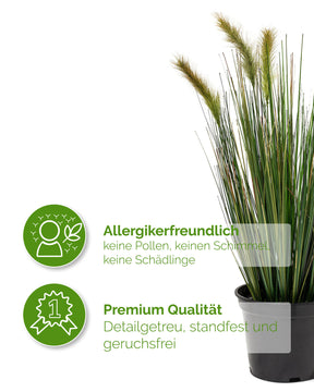 Detailansicht der Halme einer Fuchsschwanzgras Alopecurus Kunstpflanze für natürliche Eleganz ohne Pflegeaufwand