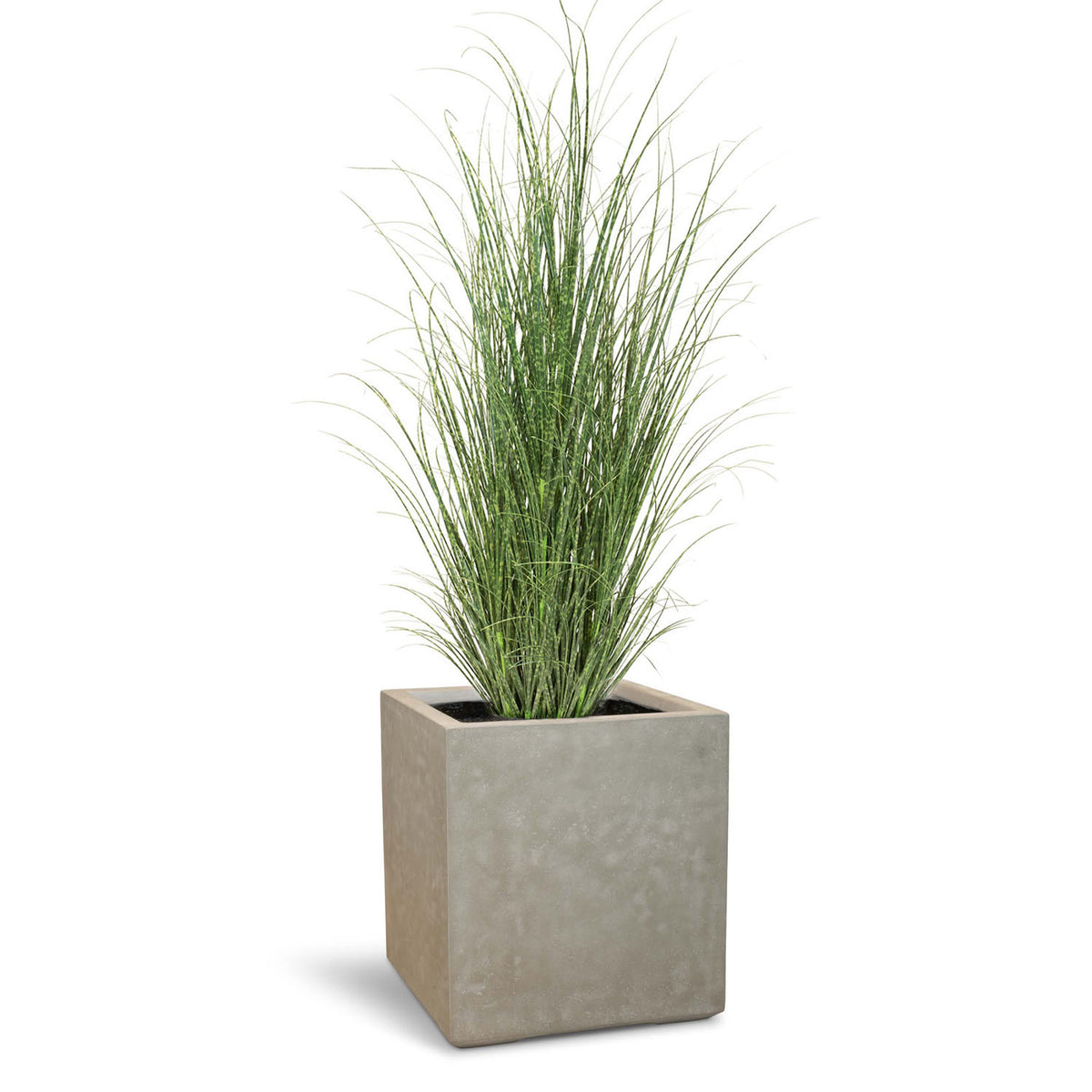 Eckiges Pflanzkübel Set mit UV-stabilem Zebragras von Get Your Green Seitenansicht aus recyceltem Material