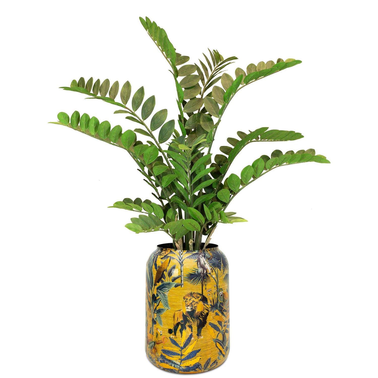 Zamioculcas in goldener Bodenvase Safari Gold Detailansicht für moderne Wohnzimmer 4 von 12