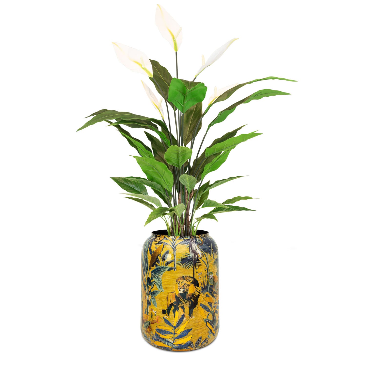 Set aus Spathiphyllum und Bodenvase Botanical Grace, Tropic Indigo, Safari Gold, Lemon Harmony oder Bali Blossom