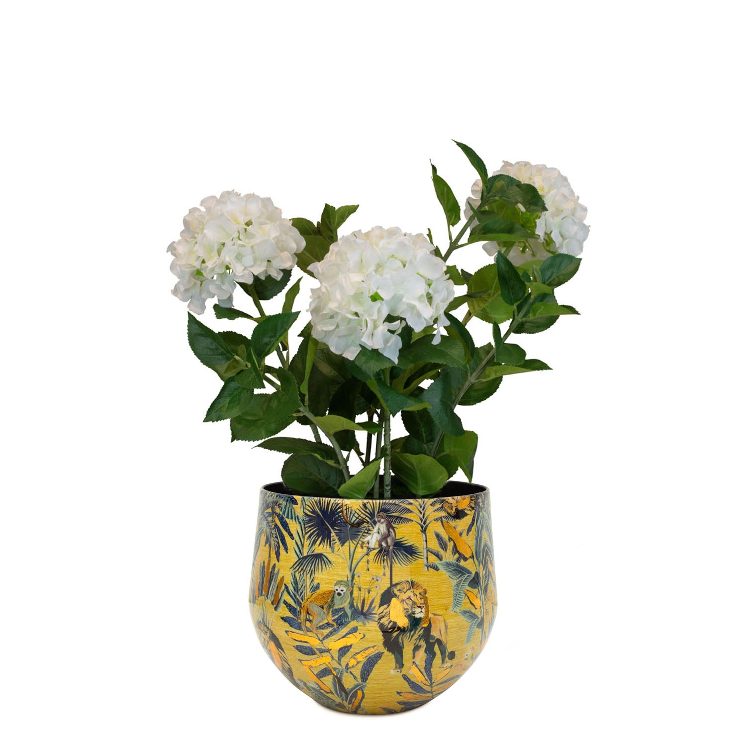 Set aus Designtischgefäß und Hortensie