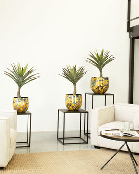 Safari Gold Tischgefäß Set mit Yucca Palmlilie