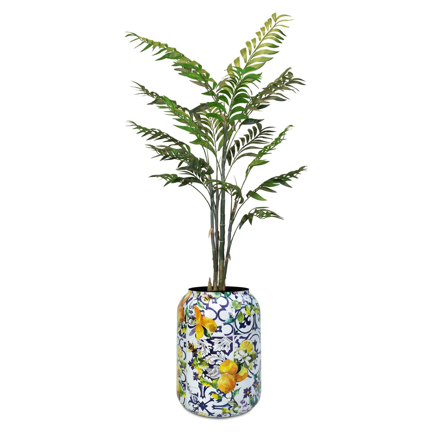 Set aus Designbodenvase und Bambuspalme