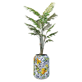 Set aus Designbodenvase und Bambuspalme
