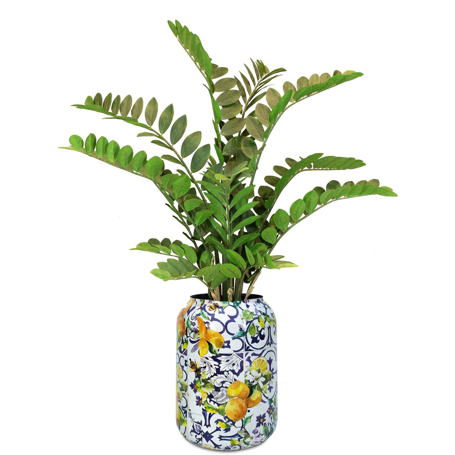 Detailansicht der Zamioculcas in der Bodenvase Botanical Grace für das Wohnzimmer