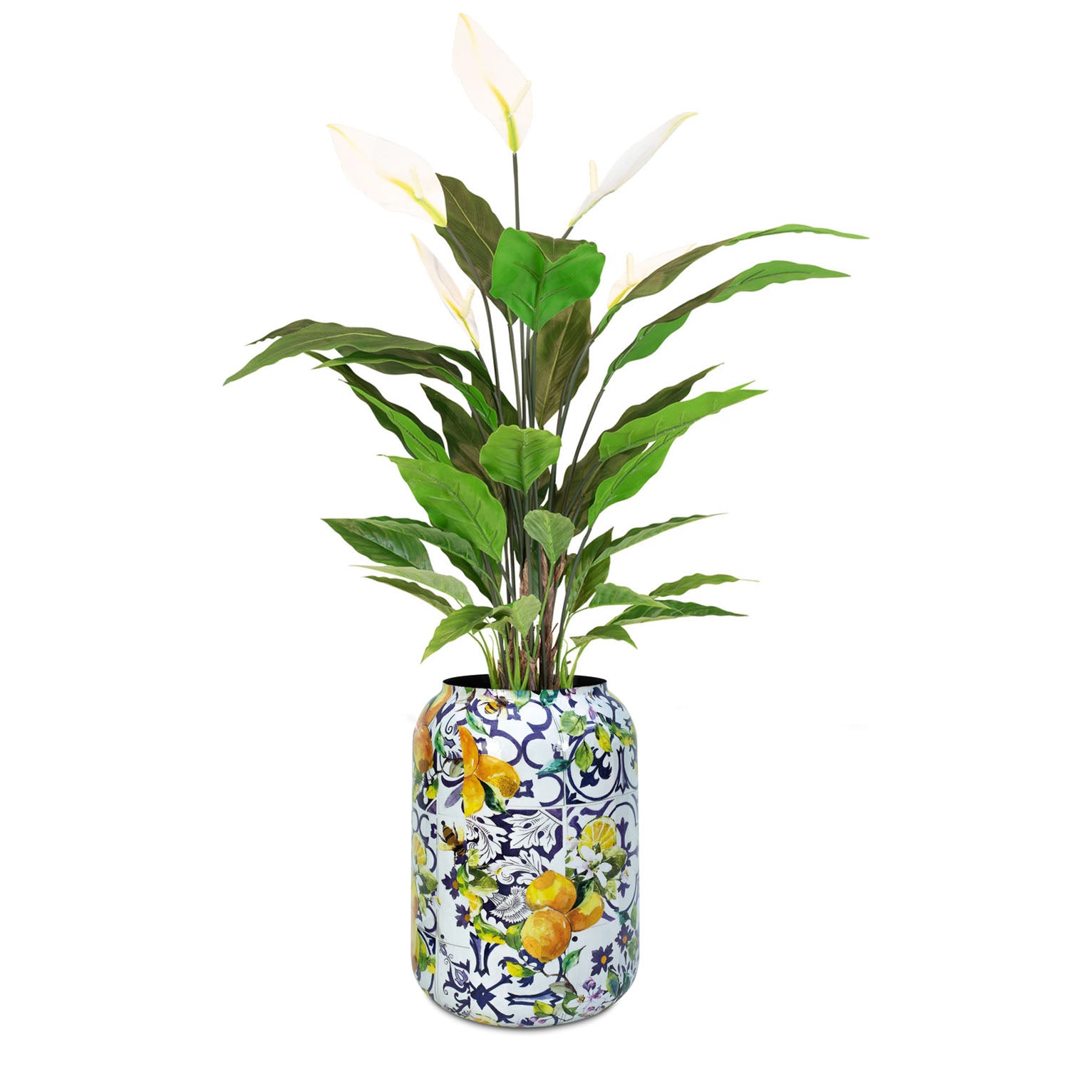 Designbodenvase mit Einblatt UV-stabil für den Flur in der Detailansicht