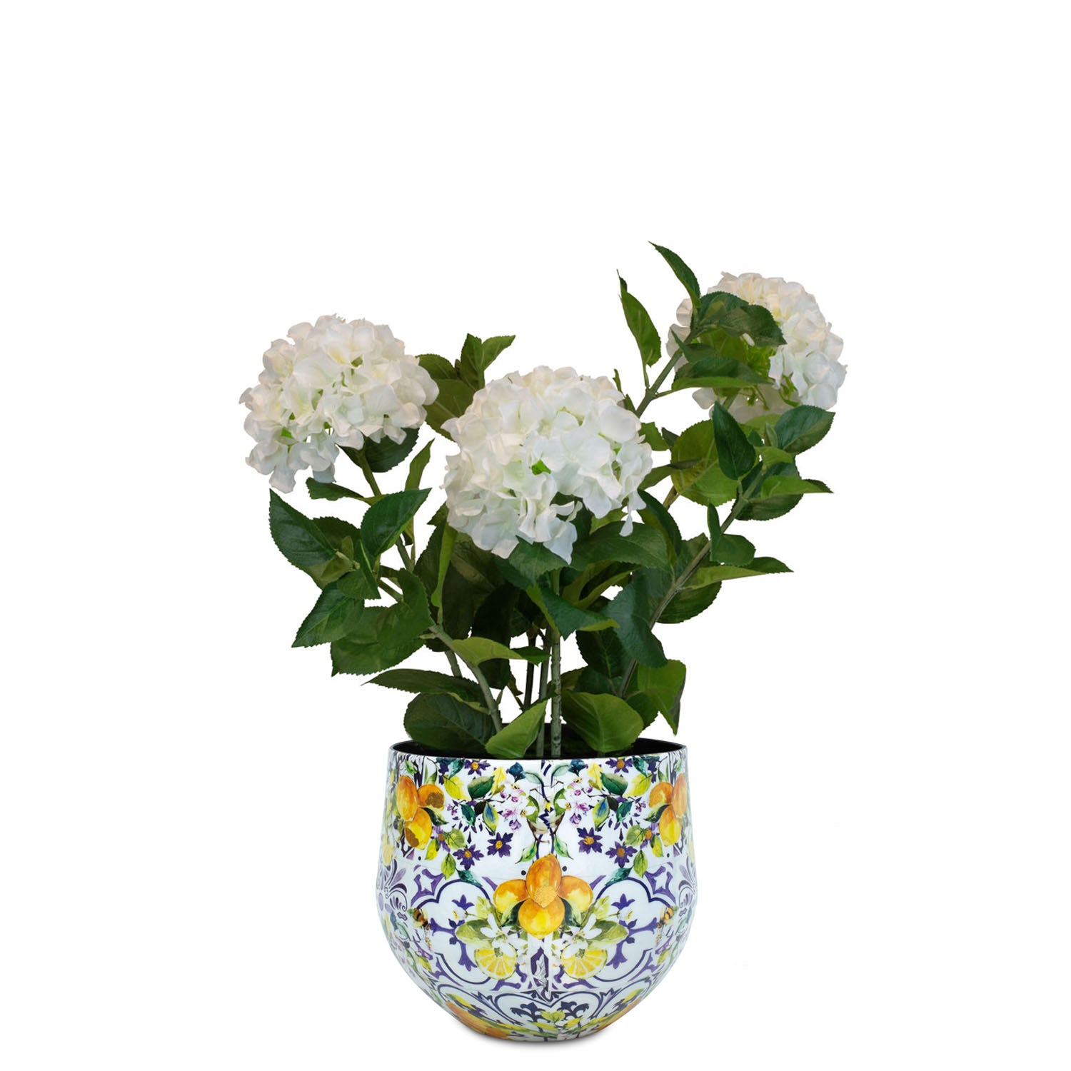 Set aus Designtischgefäß und Hortensie