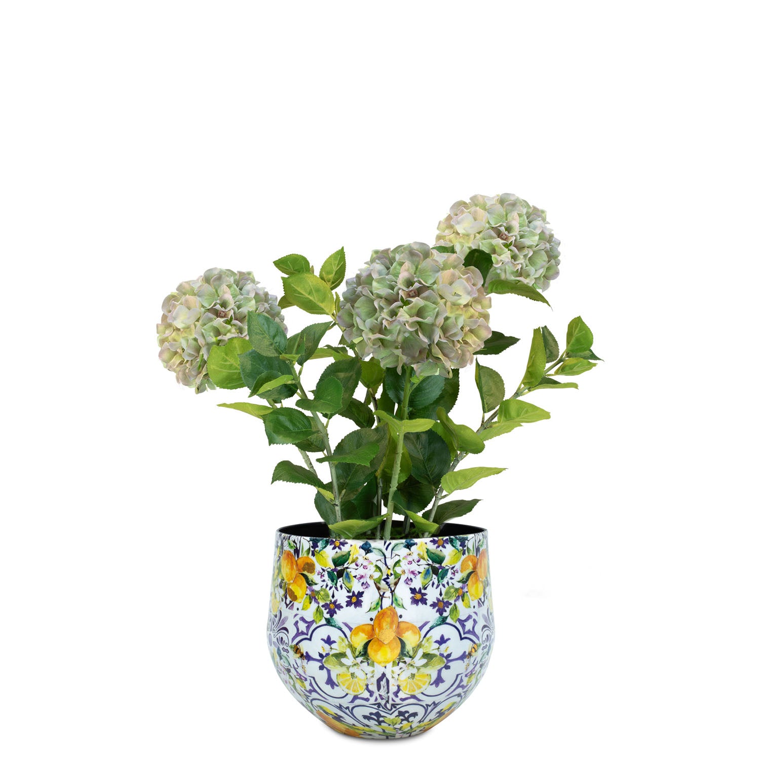Set aus Designtischgefäß und Hortensie