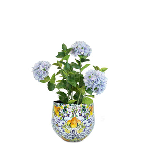 Set aus Designtischgefäß und Hortensie