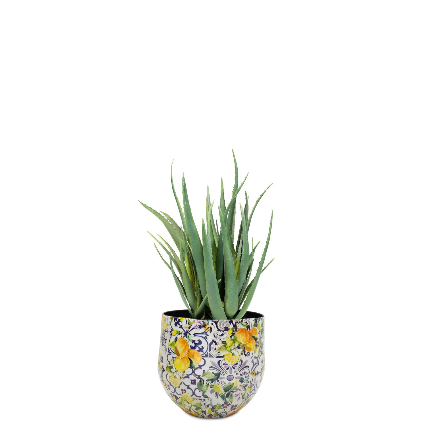 UV-stabile künstliche Aloe Vera von Get Your Green im recycelten Designtischgefäß Detailansicht