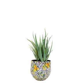 UV-stabile künstliche Aloe Vera von Get Your Green im recycelten Designtischgefäß Detailansicht