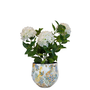 Set aus Designtischgefäß und Hortensie