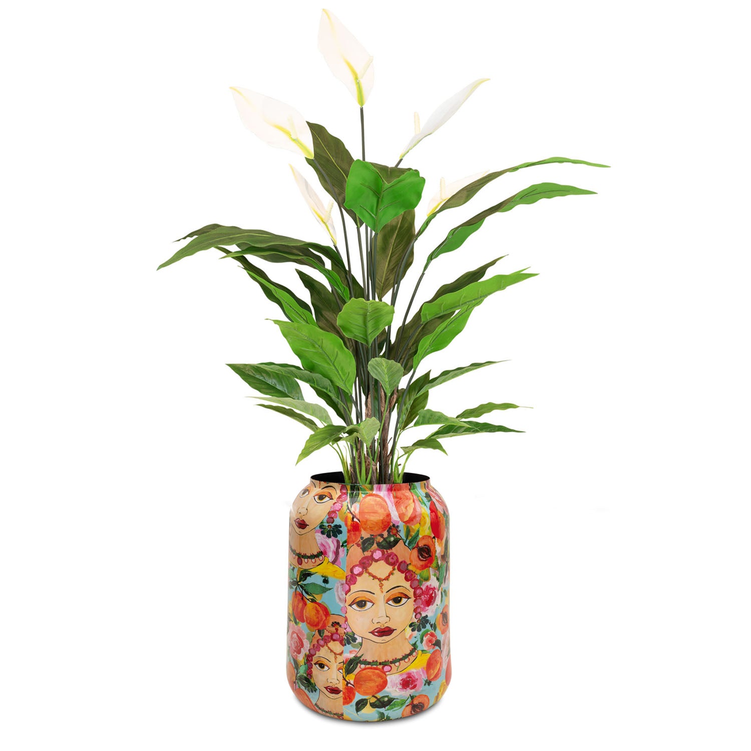 Designbodenvase mit Einblatt UV-stabil für den Flur in der Detailansicht