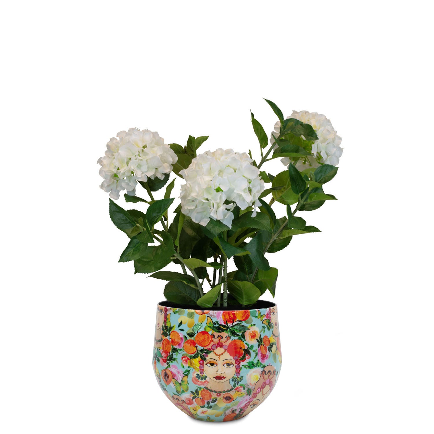 Set aus Designtischgefäß und Hortensie