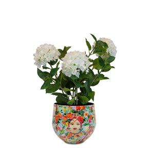 Set aus Designtischgefäß und Hortensie