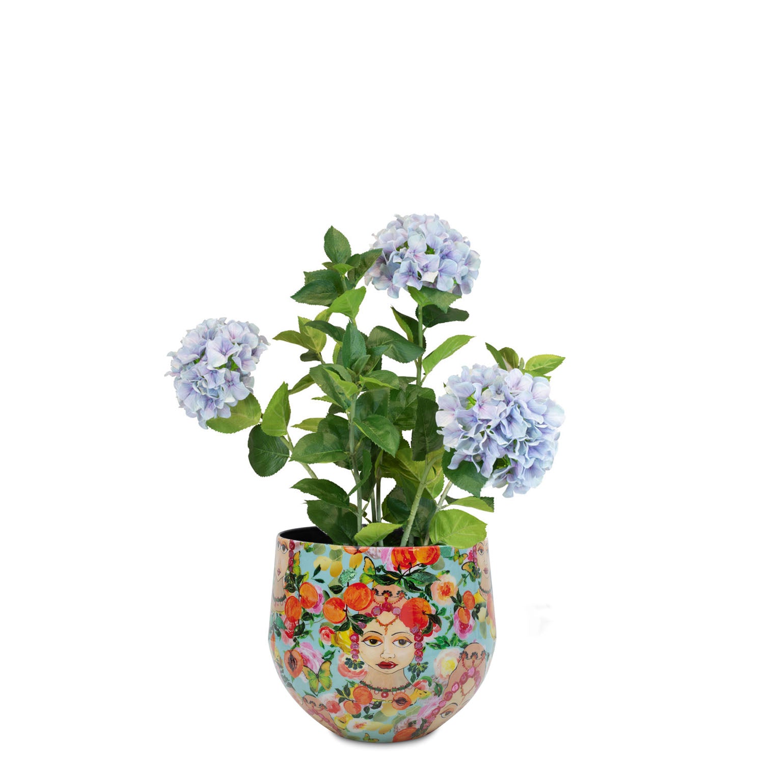 Set aus Designtischgefäß und Hortensie