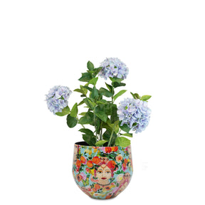 Set aus Designtischgefäß und Hortensie