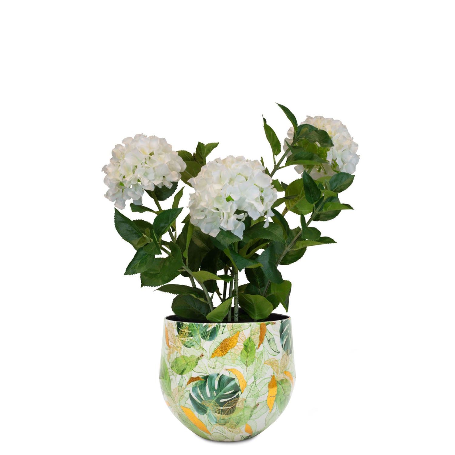 Set aus Designtischgefäß und Hortensie