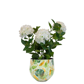 Set aus Designtischgefäß und Hortensie