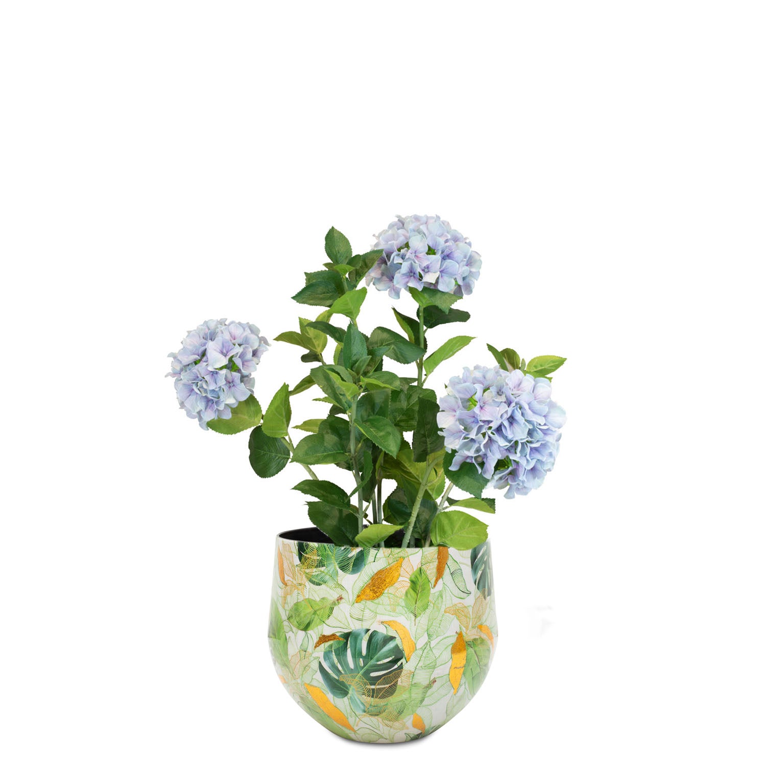 Set aus Designtischgefäß und Hortensie