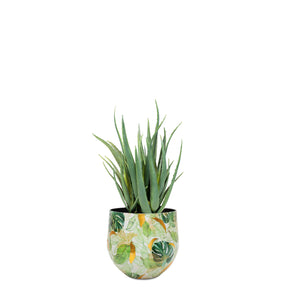 UV-stabile künstliche Aloe Vera im recycelten Designtischgefäß von Get Your Green Seitenansicht