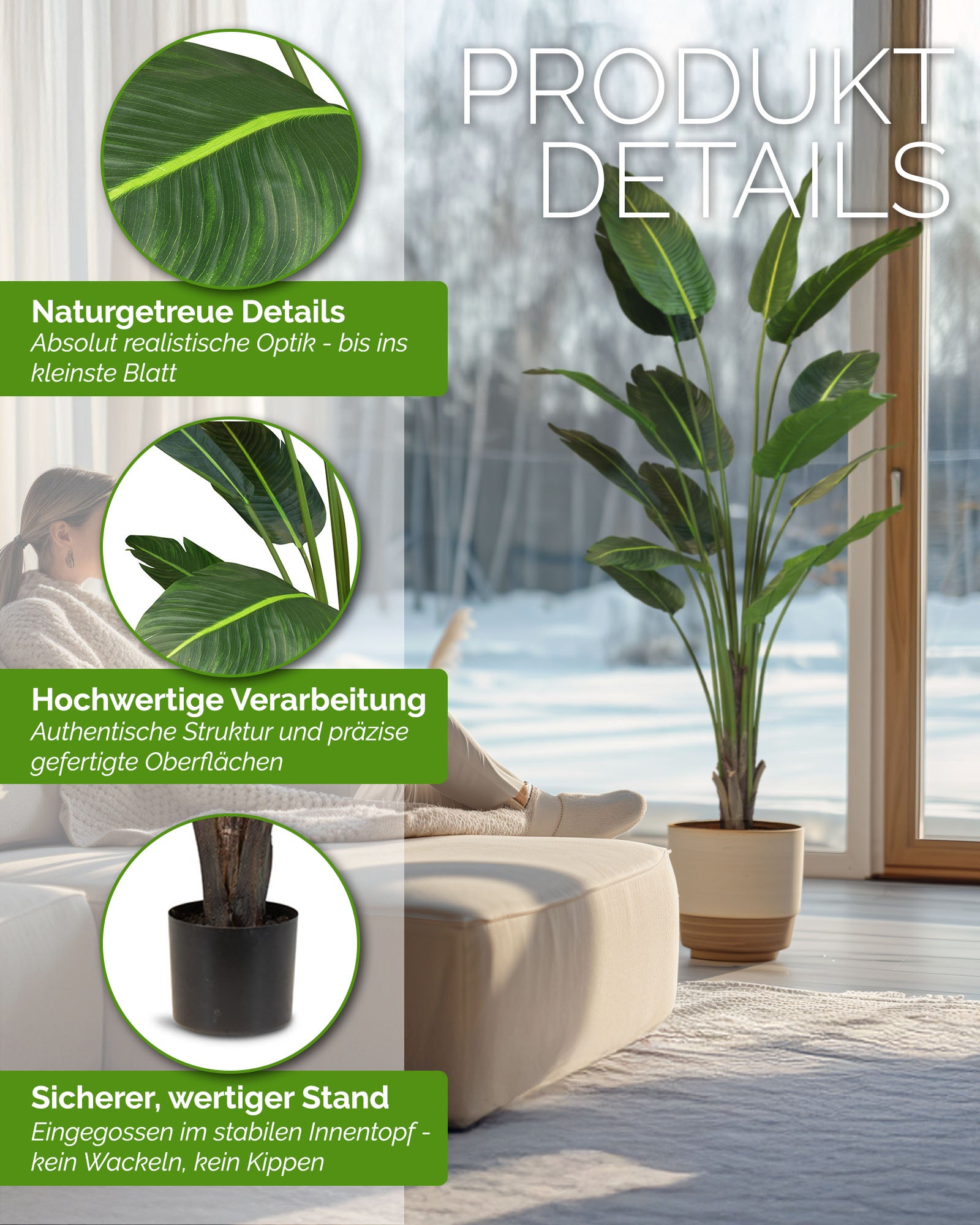 Strelitzie - Baumstrelitzie Kunstpflanze