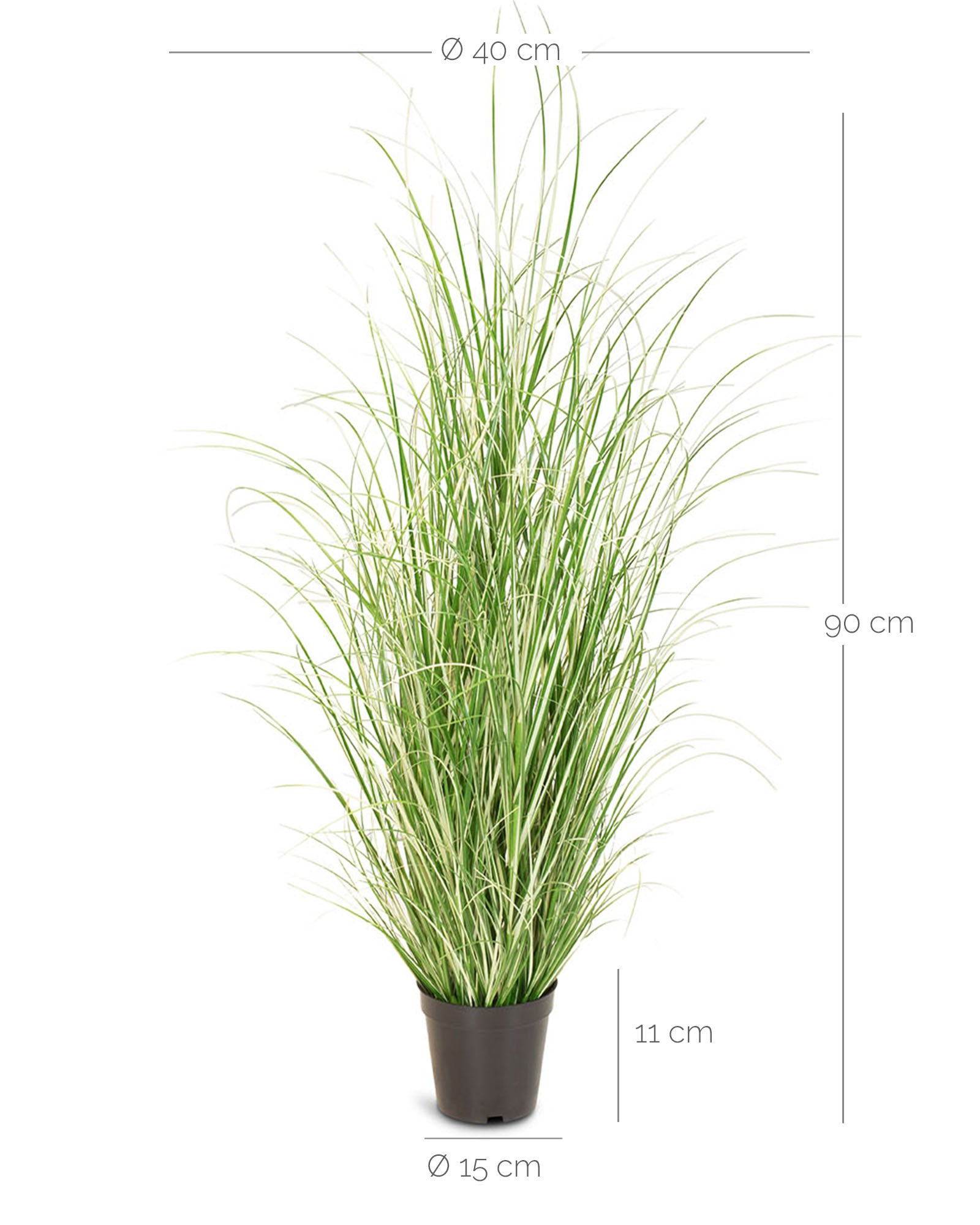 Chinaschilf Variegatus Kunstpflanze im Detail mit feinen Gräsern aus recyceltem Material