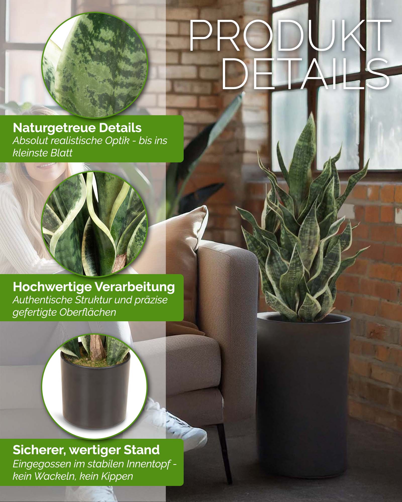 Sansevieria Bogenhanf Kunstpflanze