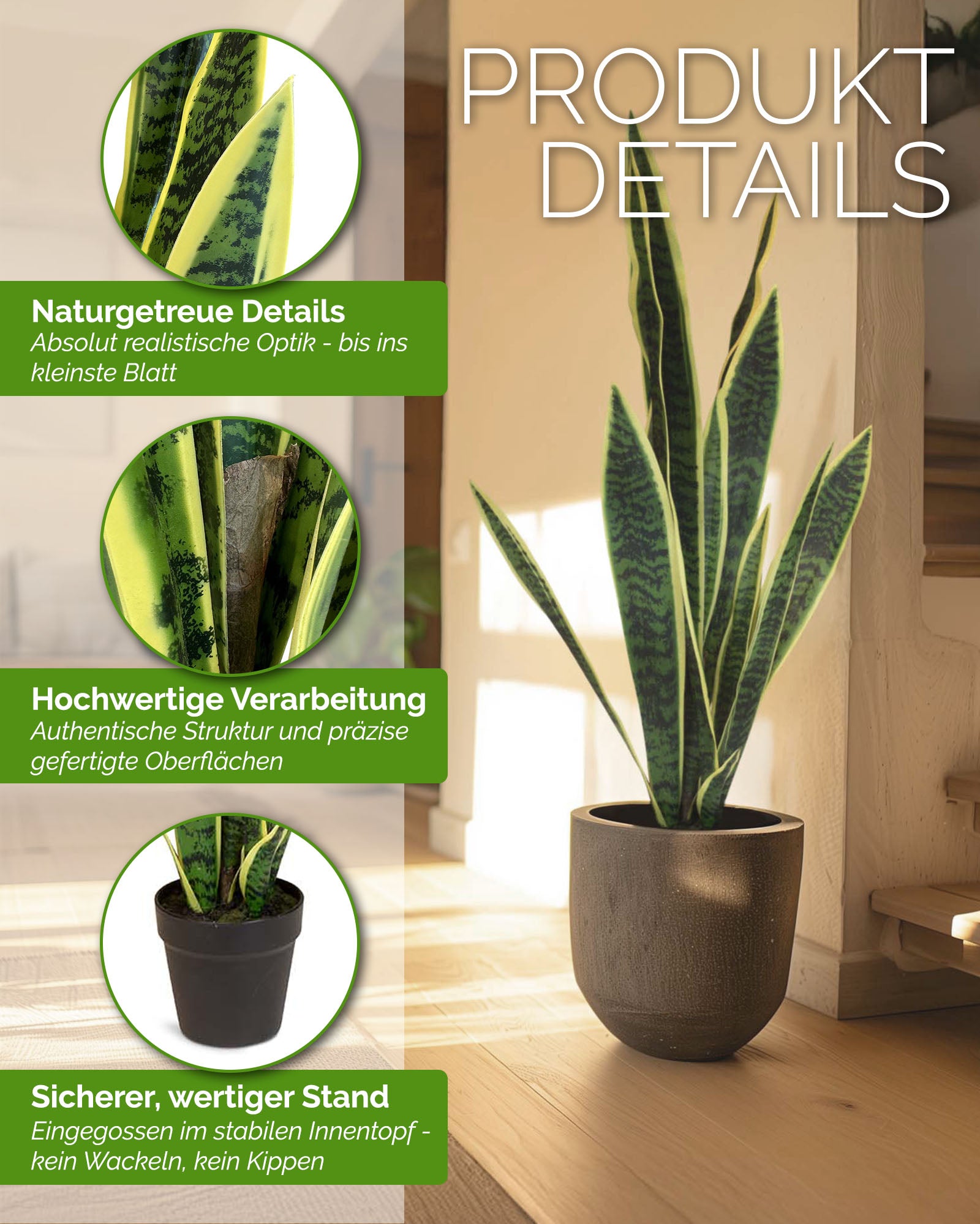 Bogenhanf - Sansevieria trifasciata Kunstpflanze