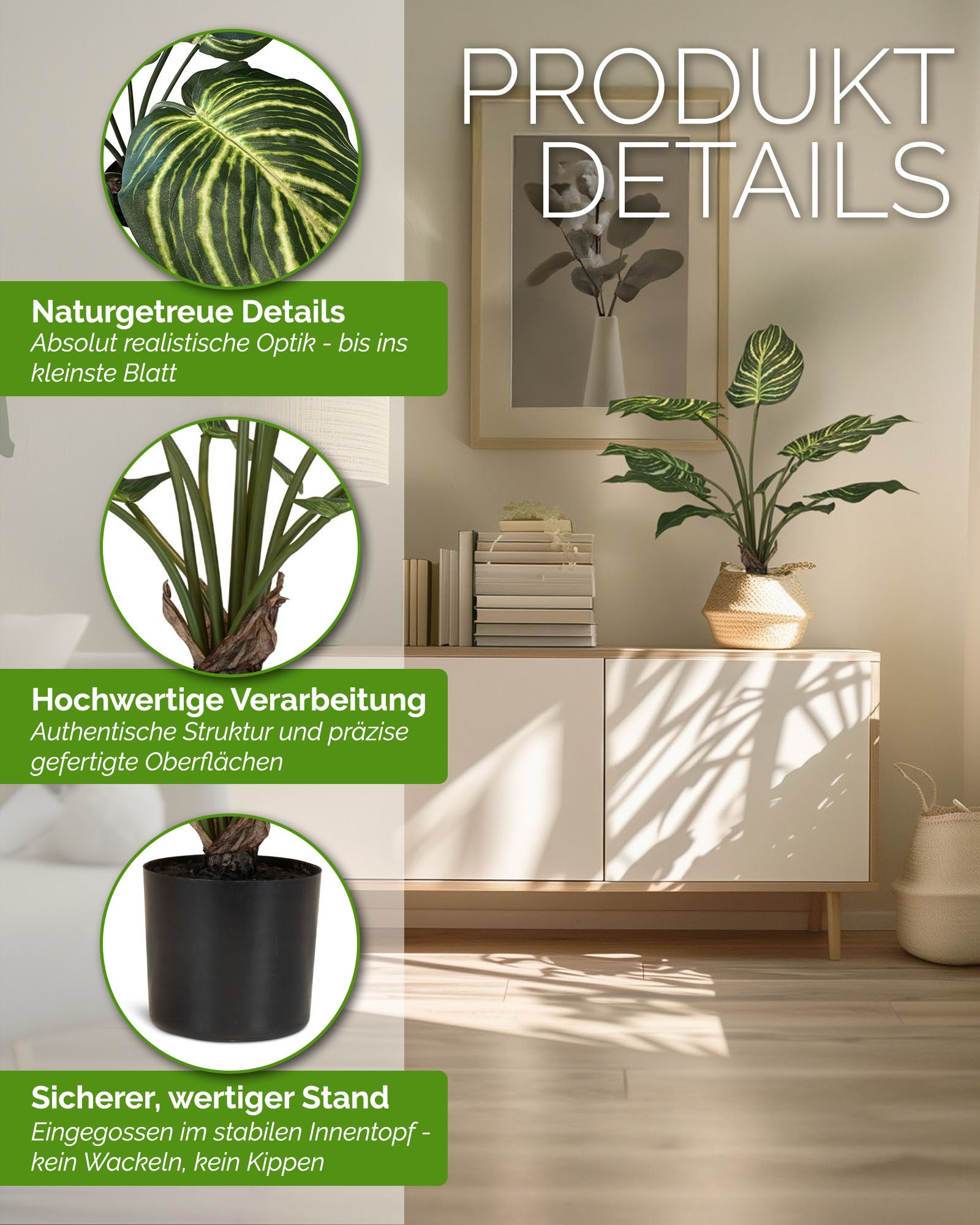 Calathea - Pfauen-Korbmaranthe Kunstpflanze