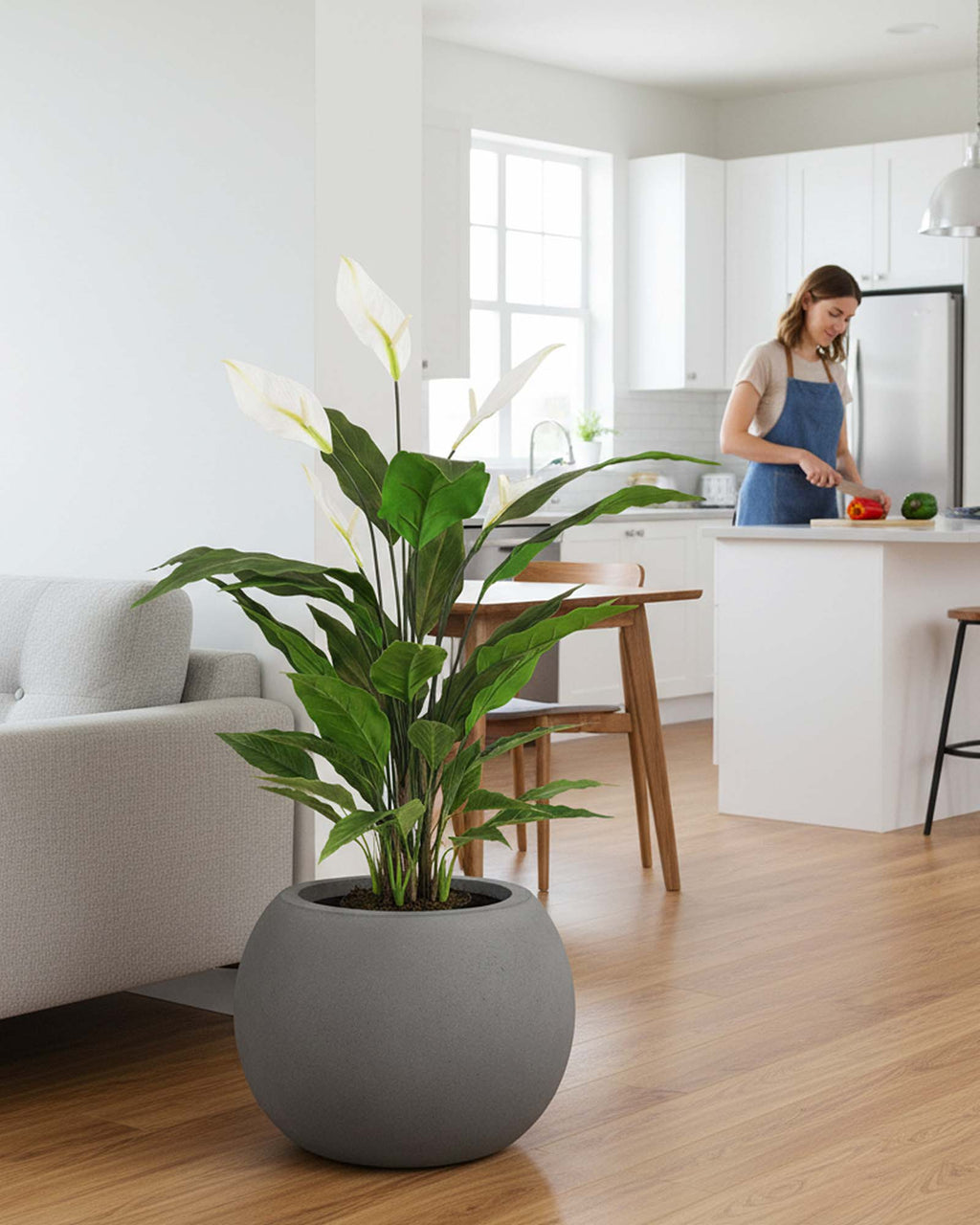 Einblatt Spathiphyllum Kunstpflanze blühend online kaufen