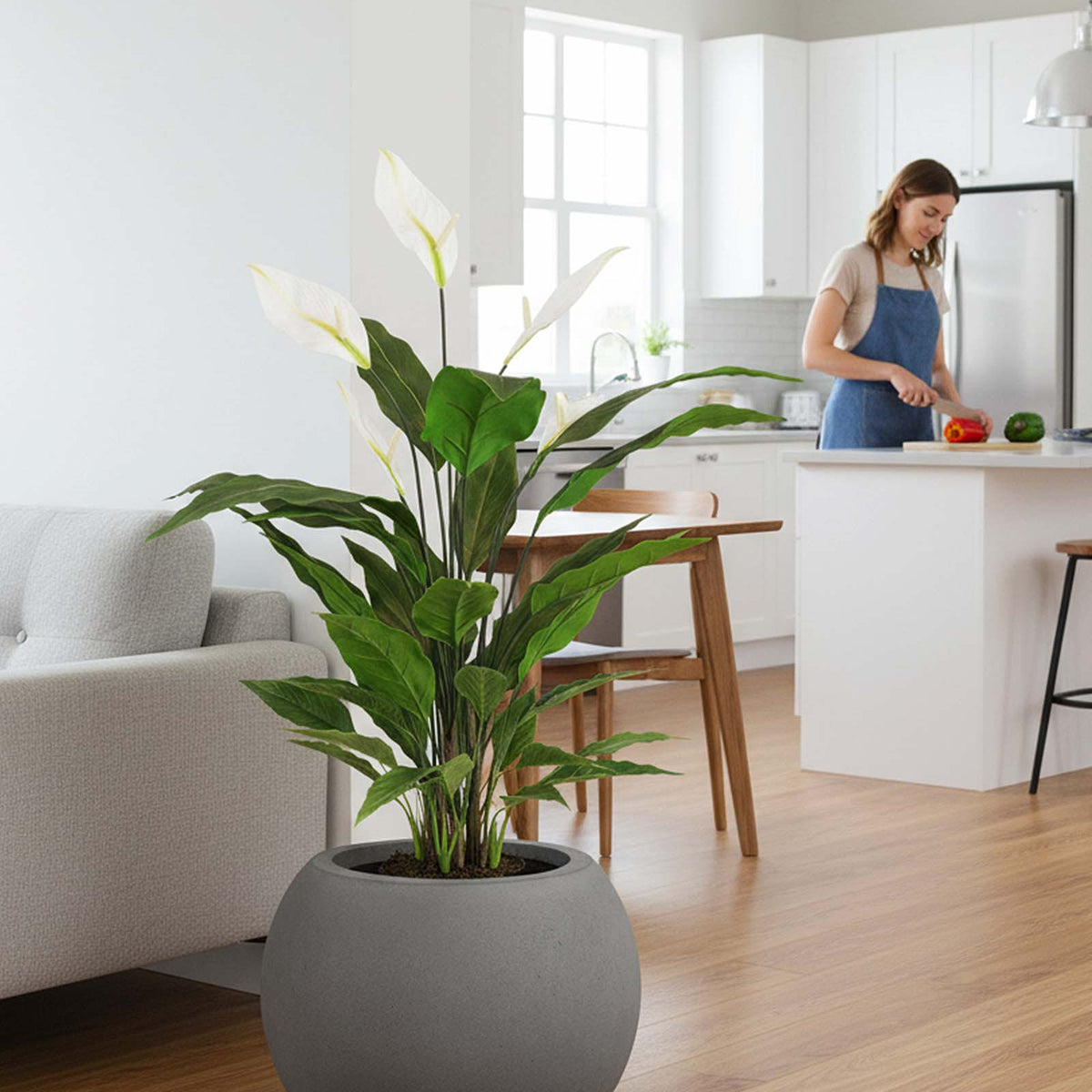Einblatt Spathiphyllum Kunstpflanze blühend online kaufen