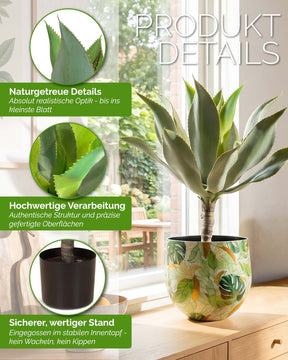 Detailansicht der Aloe Vera Kunstpflanze mit naturgetreuen Blättern aus recyceltem Material