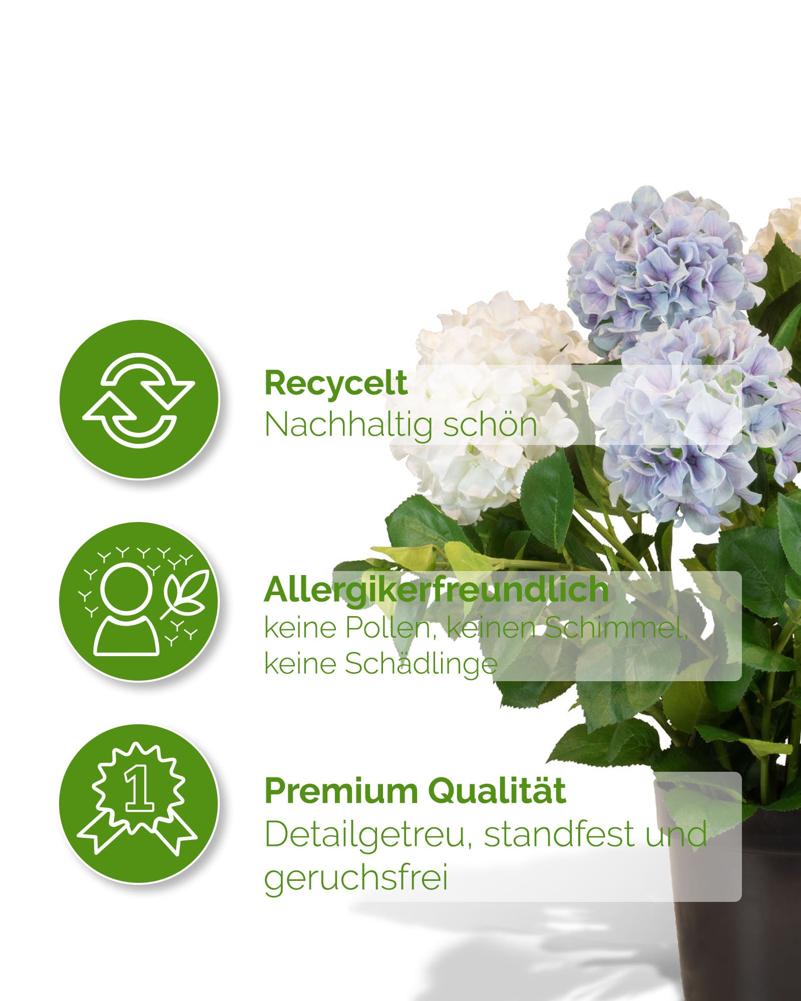 Hortensie - Hydrangea Kunstpflanze