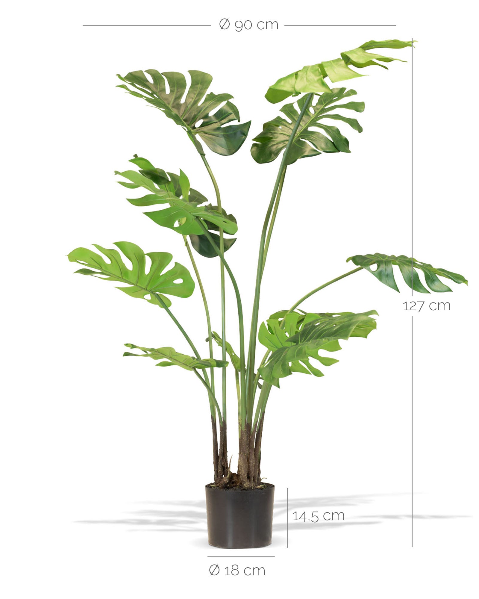 Große Monstera Kunstpflanze Fensterblatt Detailansicht der naturgetreuen Blätter für zeitlose Eleganz